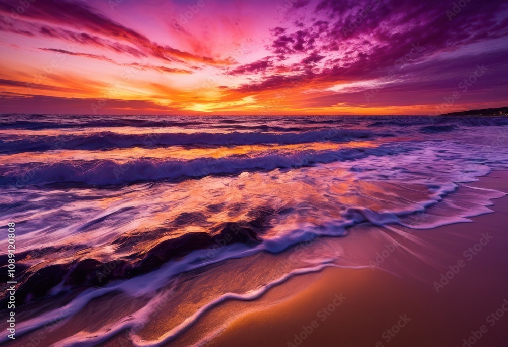 vibrant beach sunset colorful skies waves radiating warmth serenity picturesque coastal setting, sky, clouds, ocean, colors, scenery, reflection, evening vibrant beach sunset colorful skies waves radiating warmth serenity picturesque coastal setting, sky, clouds, ocean, colors, scenery, reflection, evening