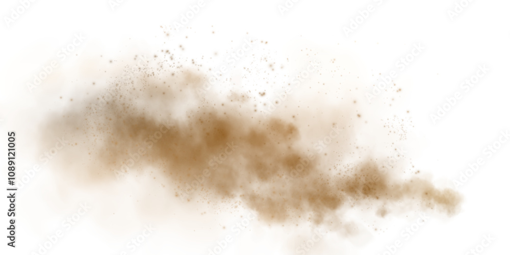 Sandy-smoke clouds with dust and fine particles. PNG Dune, sand storm, clusters of powder. Realistic vector illustration of desert storm - flying saw dust with small dirt particles under the influence Sandy-smoke clouds with dust and fine particles. PNG Dune, sand storm, clusters of powder. Realistic vector illustration of desert storm - flying saw dust with small dirt particles under the influence