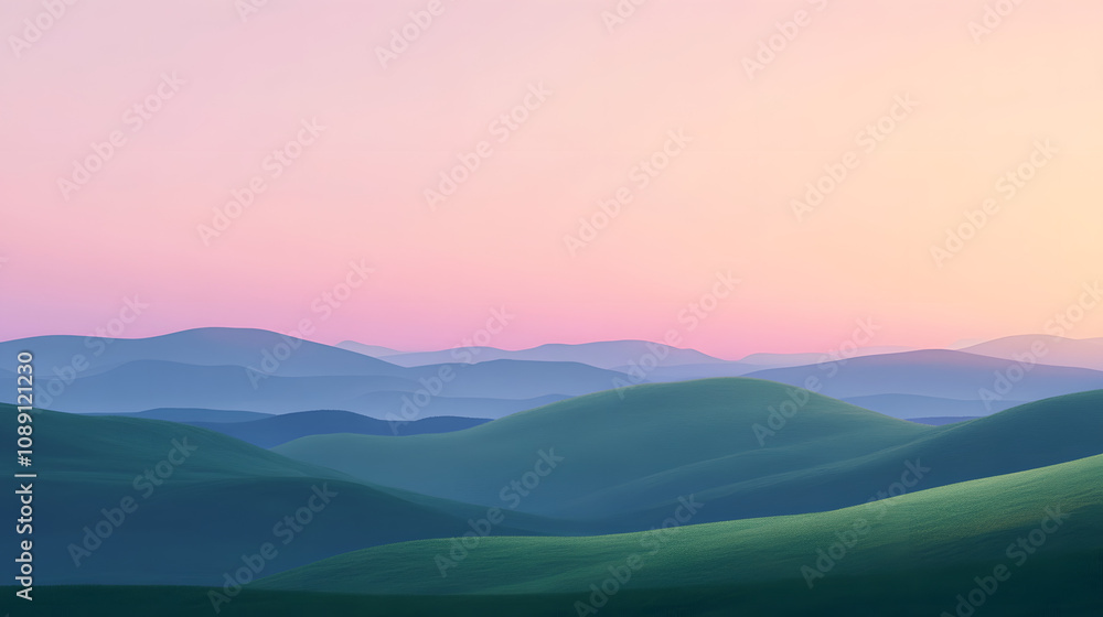 Serene Sunset over Rolling Hills Serene Sunset over Rolling Hills