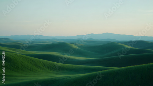 Rolling Green Hills Under a Pale Sky
