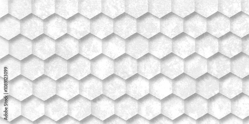 Abstract background hexagon pattern with grunge effect white, gray 3d texture. futuristic geometry pattern honeycomb mosaic white texture design. hexagon minimalist mesh cell texture design.