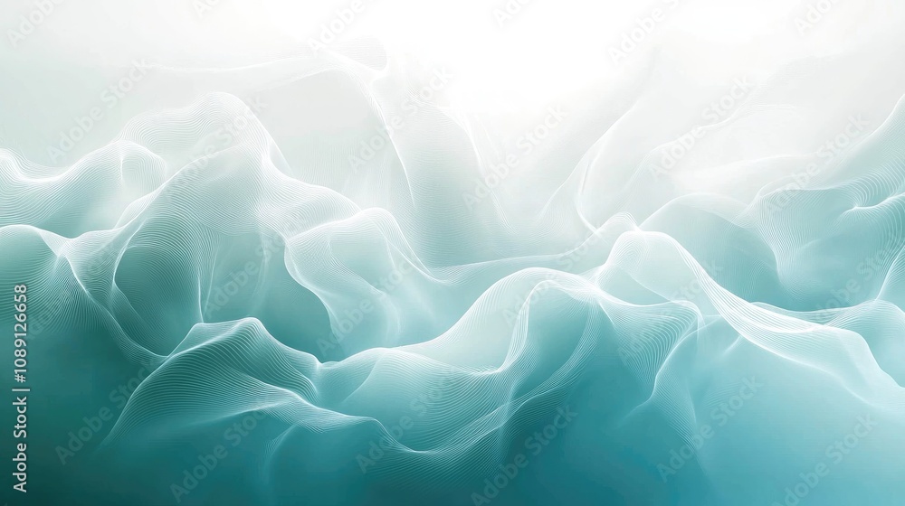 Teal to white abstract gradient background featuring soft, flowing textures ideal for elegant product displays and sophisticated designs. Teal to white abstract gradient background featuring soft, flowing textures ideal for elegant product displays and sophisticated designs.