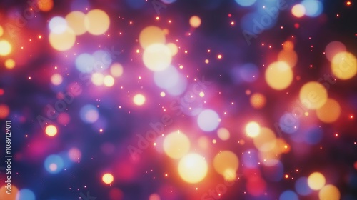 Multicolored bokeh lights creating a vibrant, defocused background ideal for holiday decorations and festive celebrations.