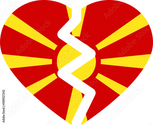 Broken Heart Icon of Macedonia Flag