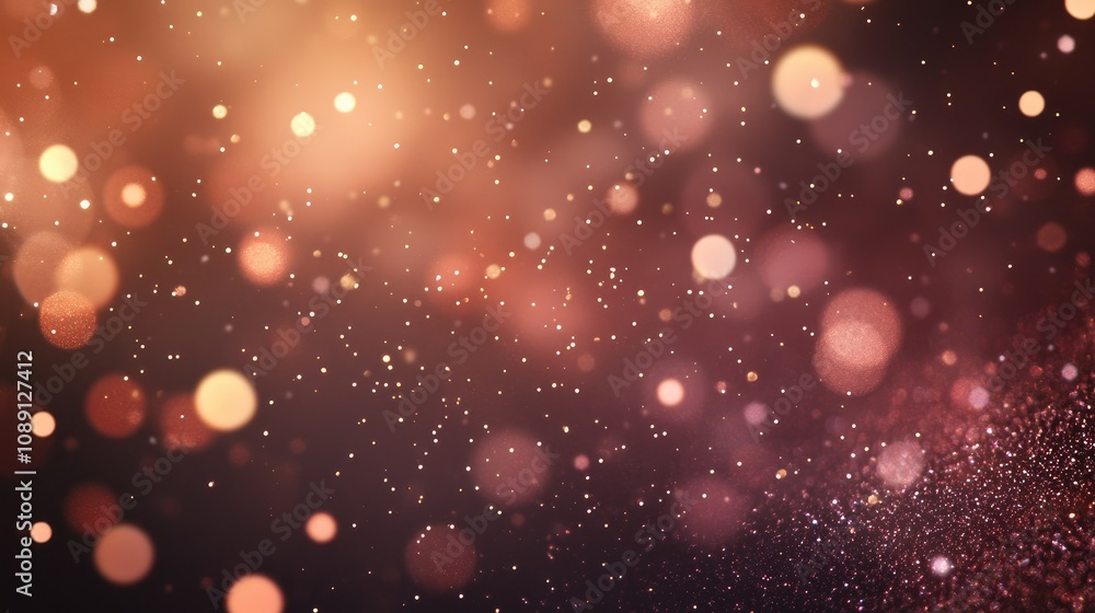 Rose gold glitter shimmering against a backdrop of soft, defocused holiday lights creating a festive and celebratory atmosphere. Rose gold glitter shimmering against a backdrop of soft, defocused holiday lights creating a festive and celebratory atmosphere.