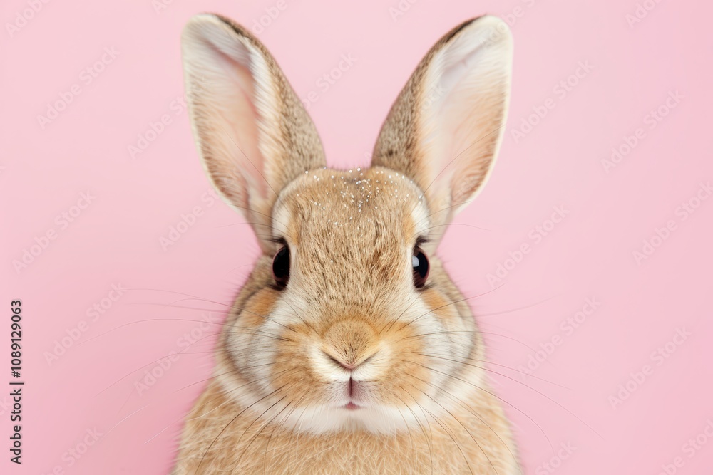 Obraz premium Adorable bunny on pink