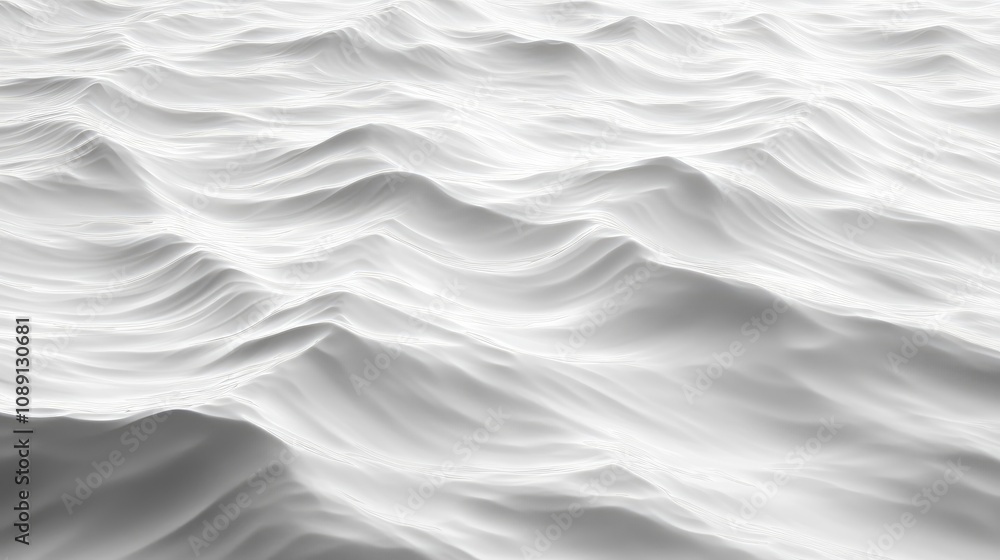 Fototapeta premium Textured white waves creating an abstract background with smooth ripples, evoking a sense of calm and fluidity in soft monochromatic tones.