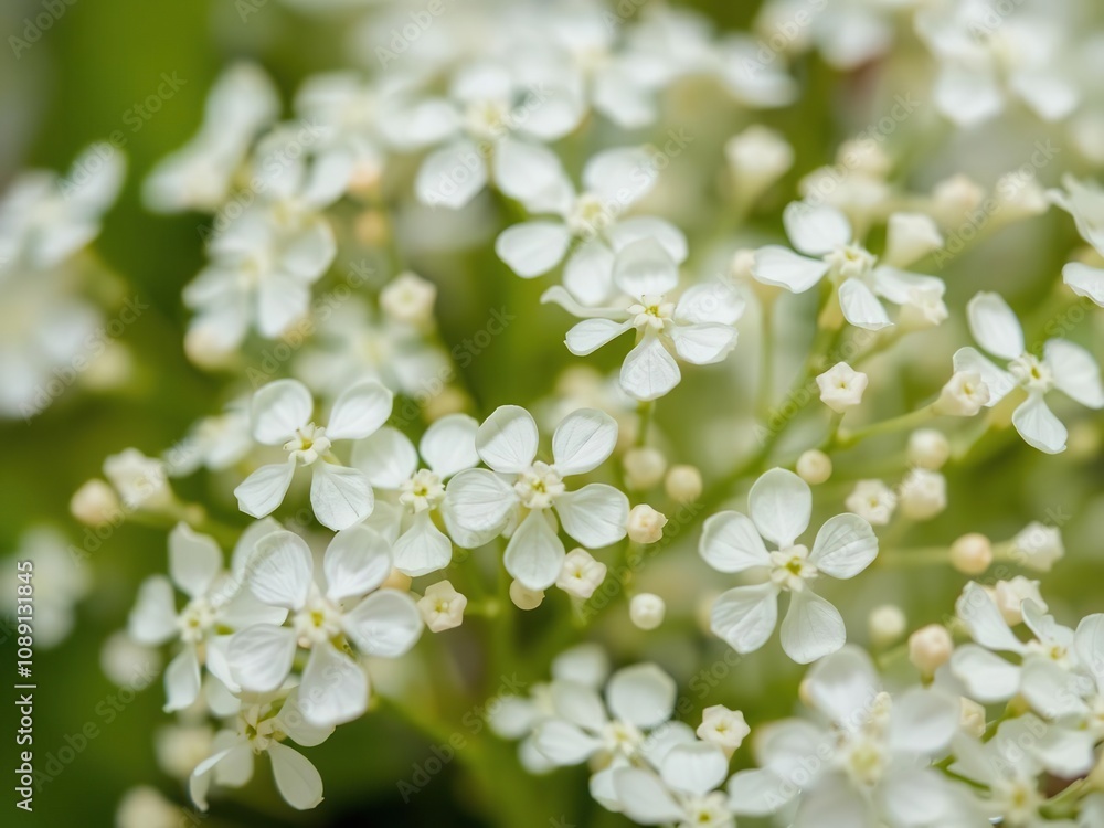 Delicate white flowers with a hint of greenery in a close-up macro shot, microscopic world, flower details, wildflowers Delicate white flowers with a hint of greenery in a close-up macro shot, microscopic world, flower details, wildflowers