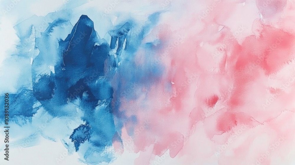 Abstract watercolor background featuring soft hues of pink and blue blending seamlessly with gentle brush strokes and a dreamy aesthetic. Abstract watercolor background featuring soft hues of pink and blue blending seamlessly with gentle brush strokes and a dreamy aesthetic.
