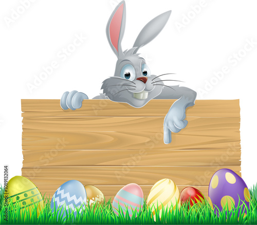 Easter eggs and bunny sign