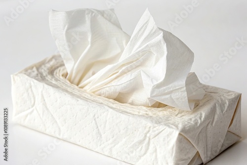 Distressed White Paper Tissue with Folds, old paper texture, soft peeling, creased and worn