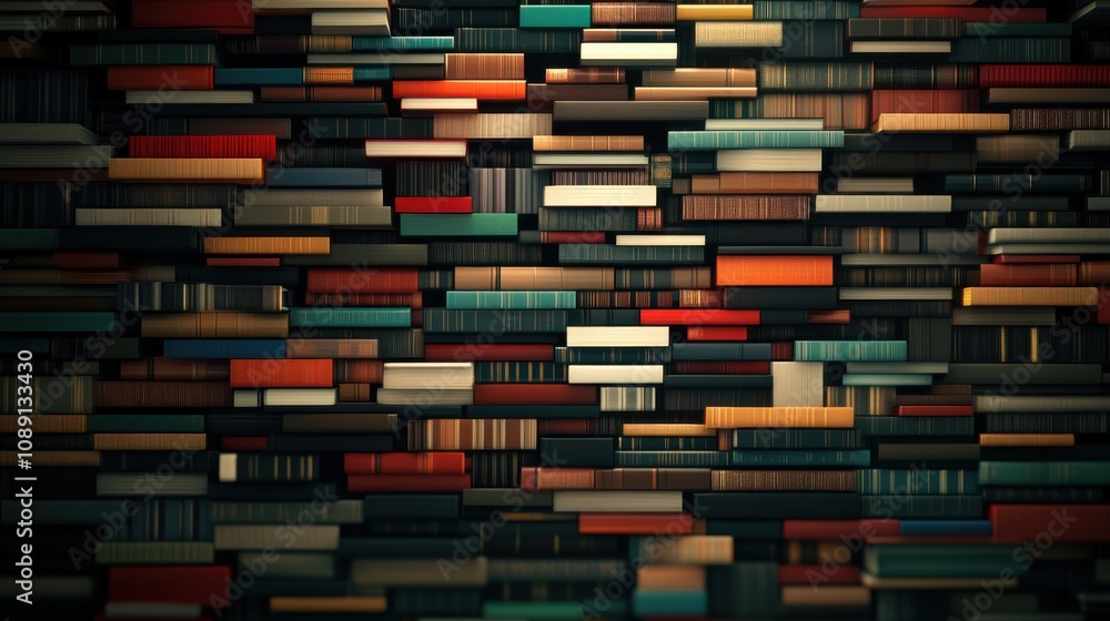 A visually striking array of books arranged in a colorful, stacked pattern, creating an inviting and scholarly atmosphere. A visually striking array of books arranged in a colorful, stacked pattern, creating an inviting and scholarly atmosphere.