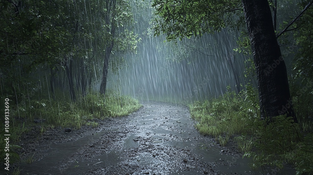 A Narrow Forest Trail During a Thunderstorm A Narrow Forest Trail During a Thunderstorm
