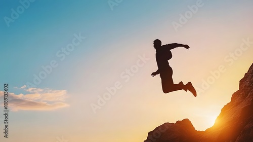 silhouette of a person jumping