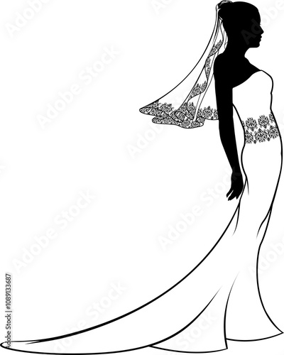 Bride wedding dress silhouette