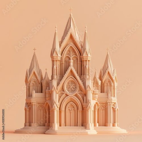 Majestic Gothic Cathedral in Warm Tones