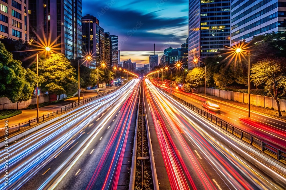 Captivating Long Exposure Traffic Light Trails in Urban Nightscape Timelapse, Showcasing Dynamic Movement and Colorful Light Patterns in 4K Resolution Photography Captivating Long Exposure Traffic Light Trails in Urban Nightscape Timelapse, Showcasing Dynamic Movement and Colorful Light Patterns in 4K Resolution Photography