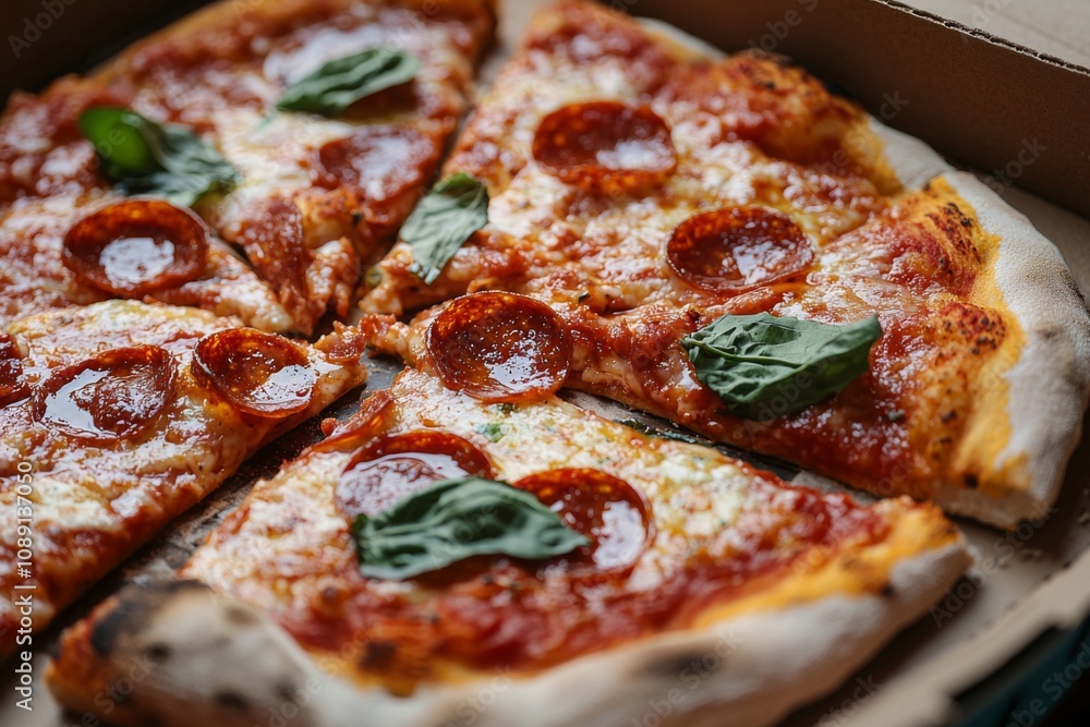 Delicious Pizza on Table Close Up Delicious Pizza on Table Close Up