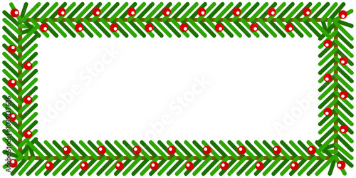 16:9 frame border of spruce, pine, taxus, picea twig isolated vector illustration  photo