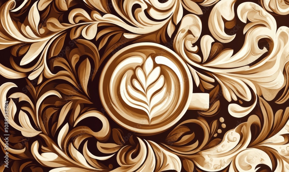 coffee art pattern for print, vector illustration style coffee art pattern for print, vector illustration style
