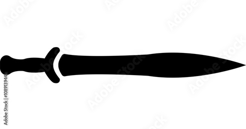 Spartan sword silhouette black color icon.