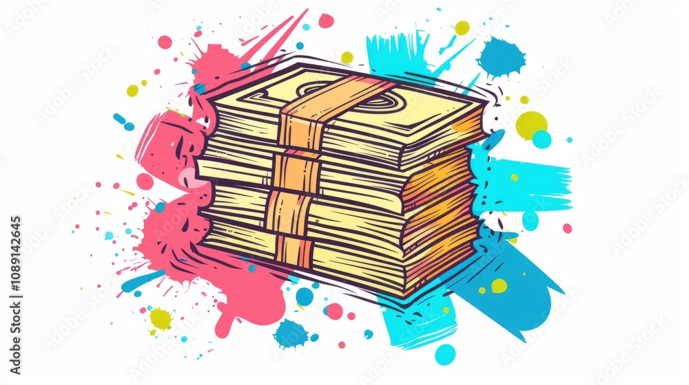 Money stack icon in comic style. Exchange cash cartoon vector ...