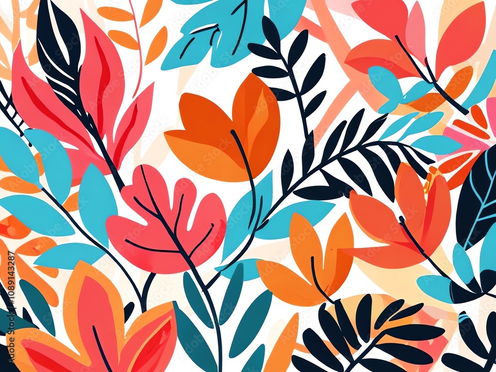 Vibrant Tropical Floral Pattern: A Burst of Summer Colors Vibrant Tropical Floral Pattern: A Burst of Summer Colors