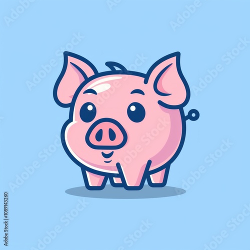 Piggy bank or Piglet with coin vector logo design template icon, flat style illustration