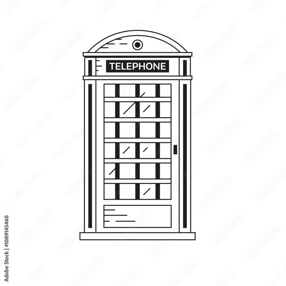 Phone Booth Icon in Line Art