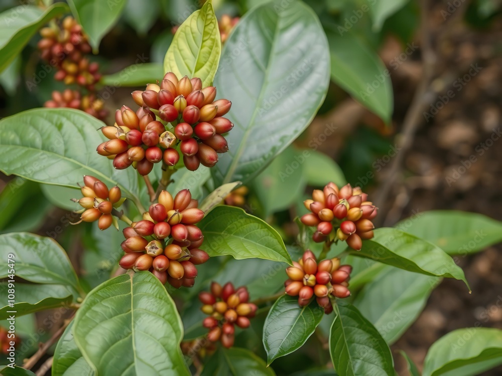 Robusta coffee plant flowers blooming in the garden, blossoms, coffee plant