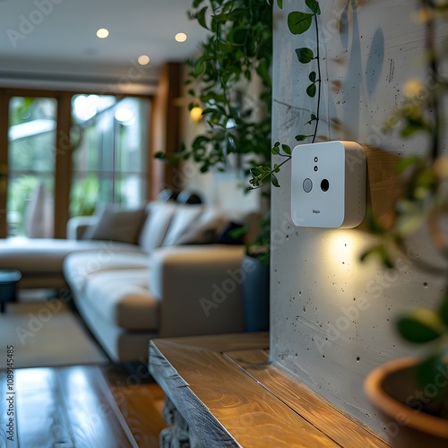 Smart plug controlling energy usage. AI generate illustration