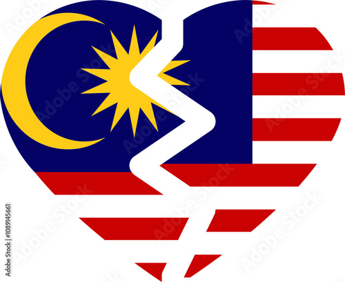 Broken Heart Icon of Malaysia Flag