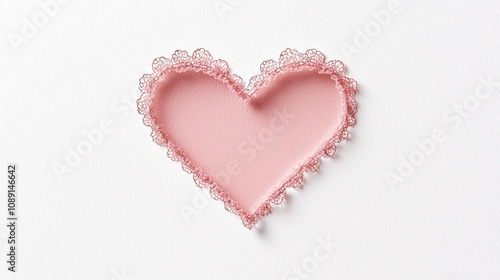 A pink heart-shaped plate adorned with lace for serving sweets or snacks, perfect for romantic occasions.