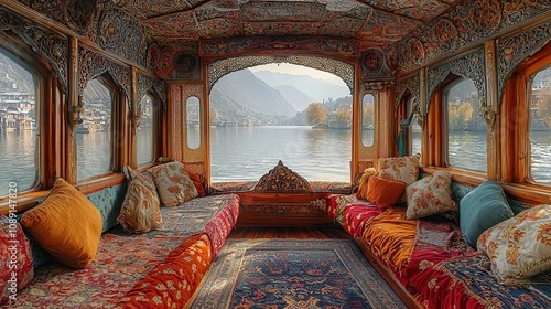 traditionl indian kashmiri houseboat interior