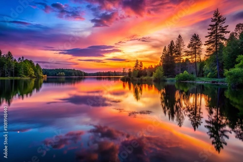 Captivating Twilight Serenity at the Lake - A Portrait of Nature's Beauty with Soft Reflections and Tranquil Colors Captured During the Golden Hour