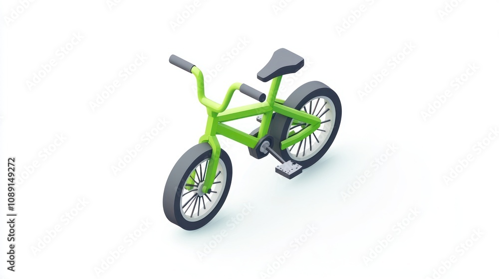 A green BMX bicycle designed for tricks and stunts, showcasing a modern, minimalistic style. A green BMX bicycle designed for tricks and stunts, showcasing a modern, minimalistic style.