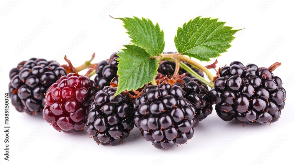 Fresh Blackberries with Green Leaves Fresh Blackberries with Green Leaves