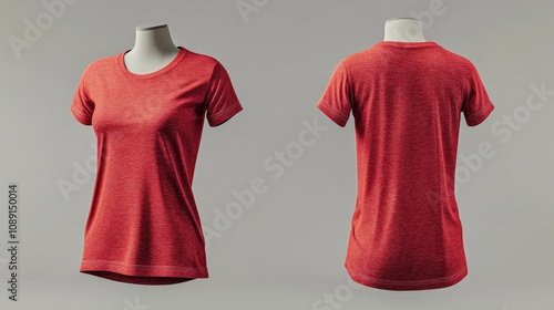 Red Heathered Short-Sleeved T-Shirt Mockup photo