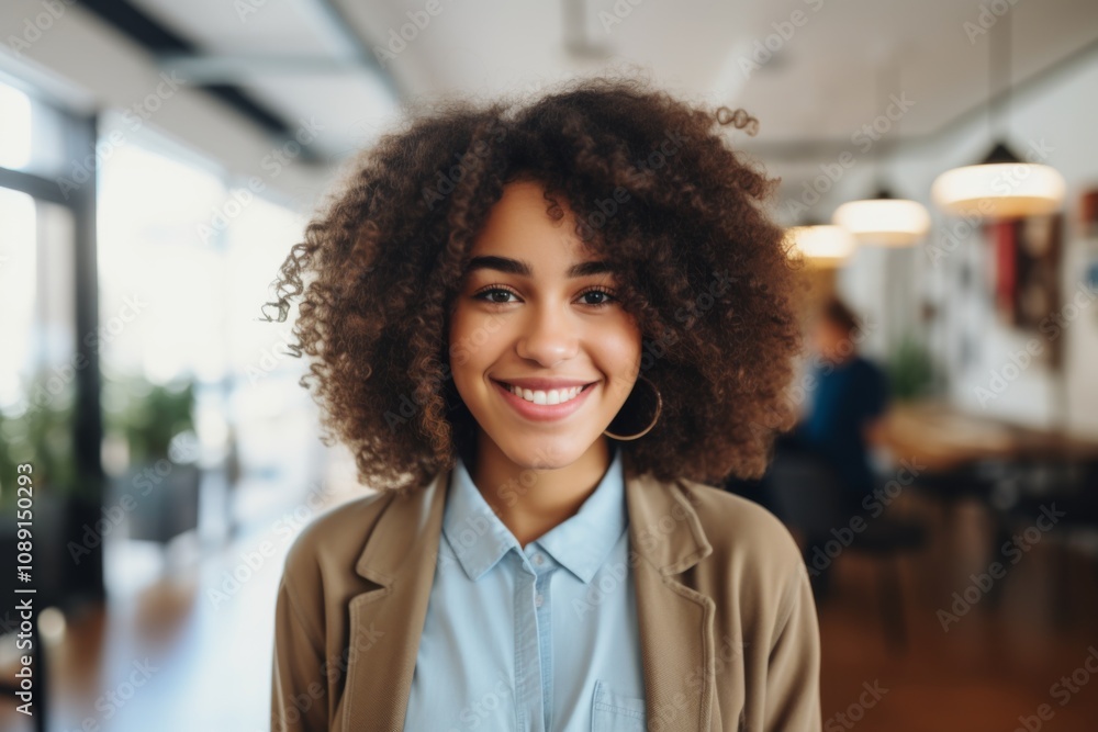 Smiling portrait of a young female African American student Smiling portrait of a young female African American student