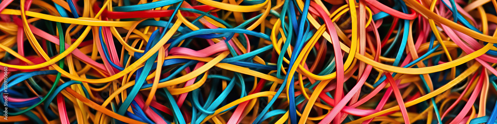 Frustrating Labyrinth: A tangled mess of strings and ribbons, leading nowhere. Frustrating Labyrinth: A tangled mess of strings and ribbons, leading nowhere.
