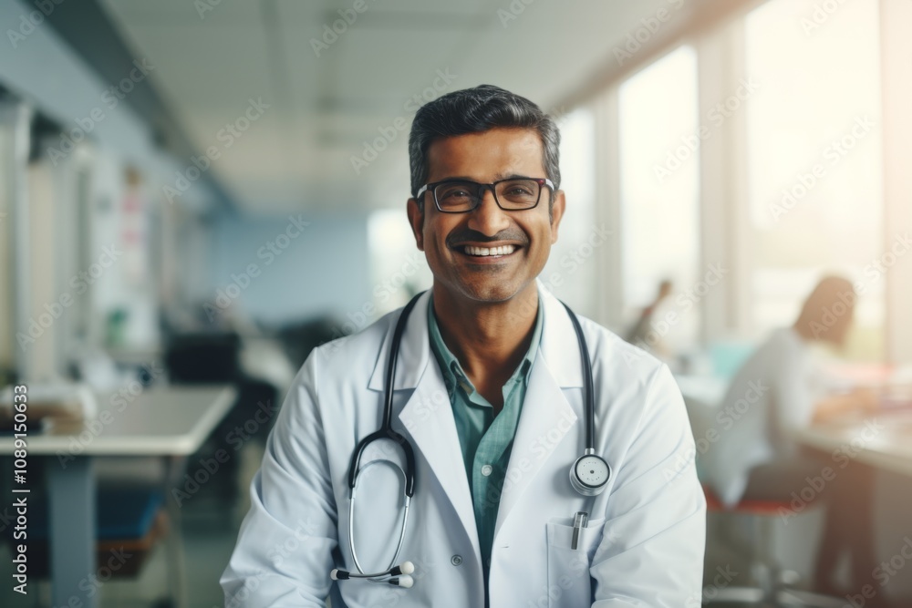 Smiling portrait of a male doctor in hospital Smiling portrait of a male doctor in hospital