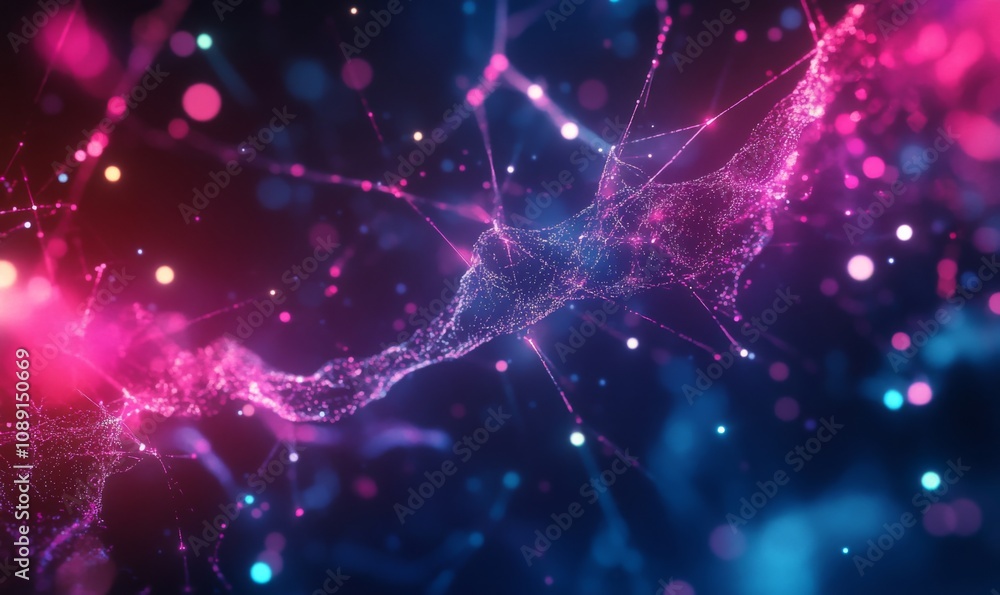 Fototapeta premium Neural connection, bright lights, synapses