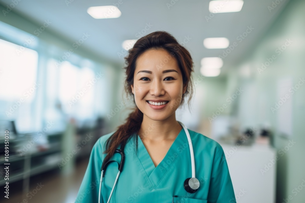 Smiling portrait of a female doctor in hospital Smiling portrait of a female doctor in hospital