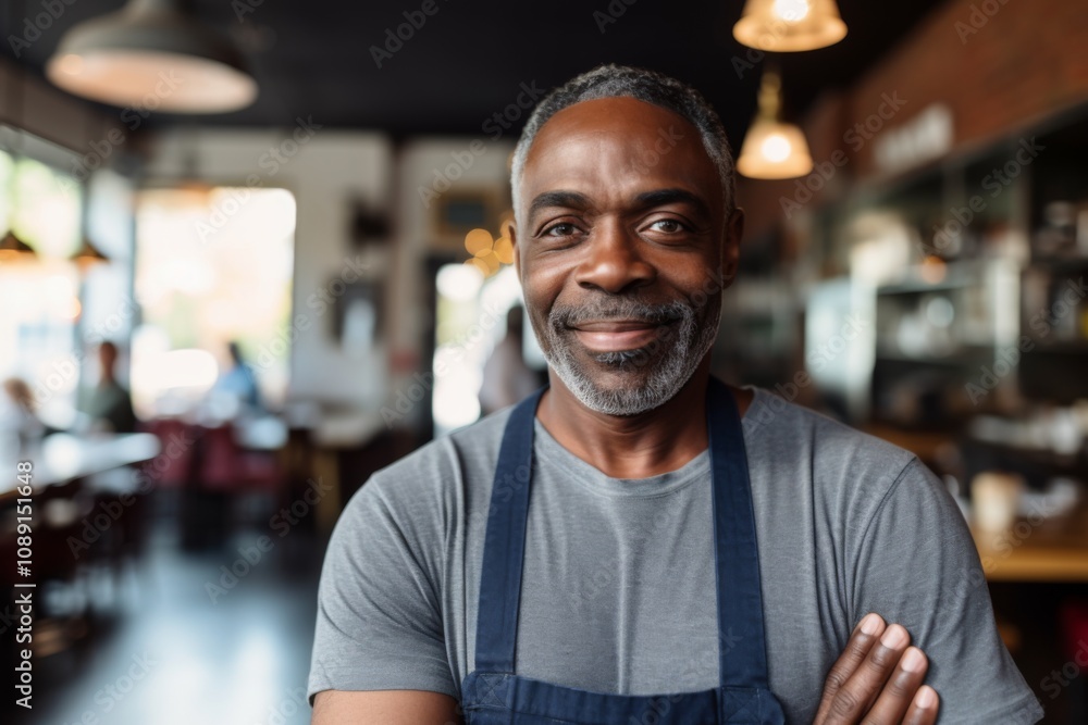 Smiling portrait of a middle aged African American small business owner Smiling portrait of a middle aged African American small business owner