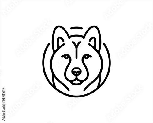 Dog lines outline logo design icon symbol vector illustration. photo