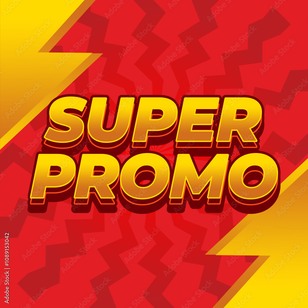 Super promo. Text effect in square size with bold font and 3D look Super promo. Text effect in square size with bold font and 3D look