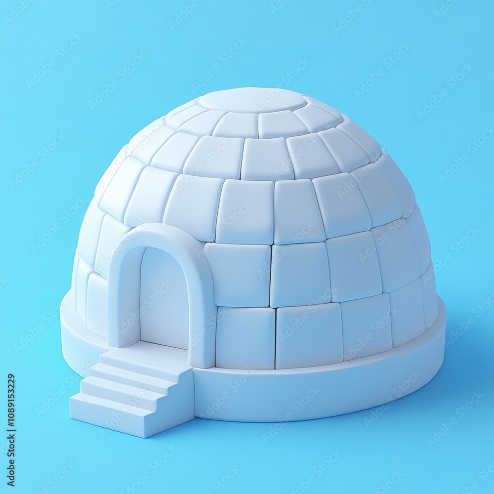 Minimalist Igloo on a Soft Blue Background Minimalist Igloo on a Soft Blue Background