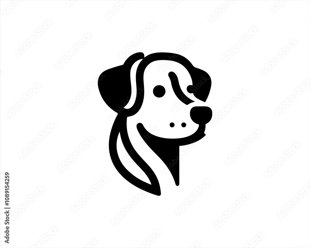 Dog head icon. Silhouette simple. Flat style. Cartoon dog face. Logo design template. Vector illustration Animal Logotype concept. 