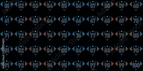 Number Chart 51-100 diamond logo, old combination color icon is simpler and simpler