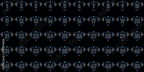 Number Chart 1-50 diamond logo, old combination color icon is simpler and simpler